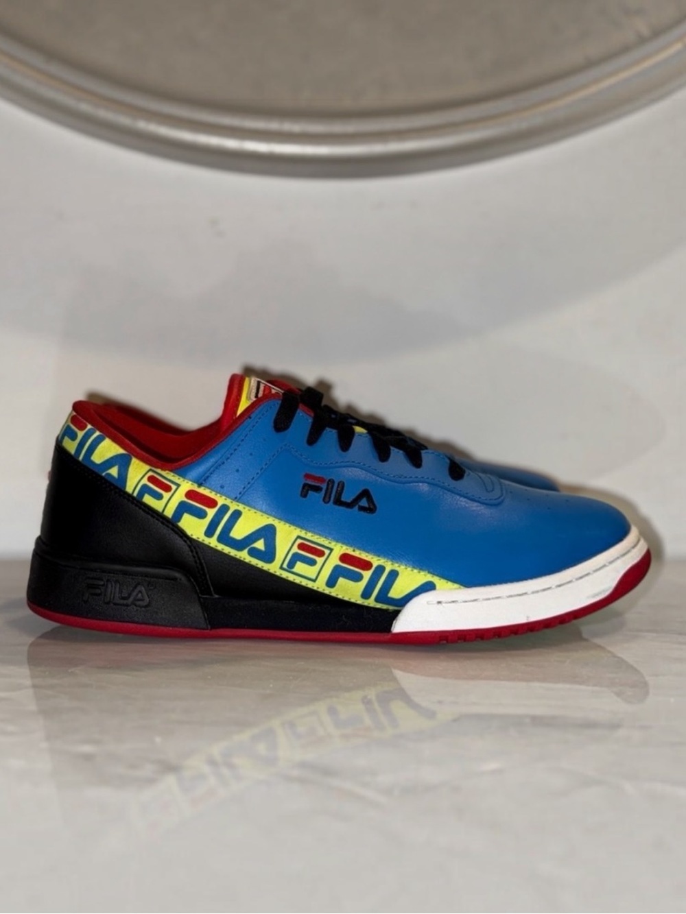 Fila Men’s Sneakers Size 12 Retro Colorblock Low Top Shoes Blue Red Yellow Black